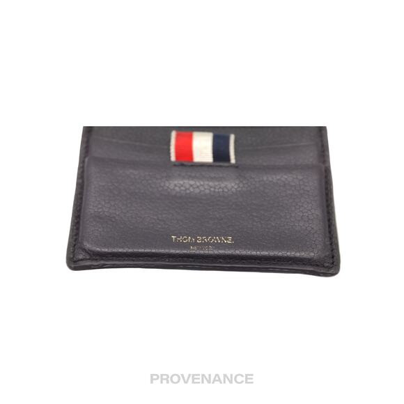 🔴 Thom Browne Card Holder Wallet - Black Pebbled Leather - Picture 5 of 6